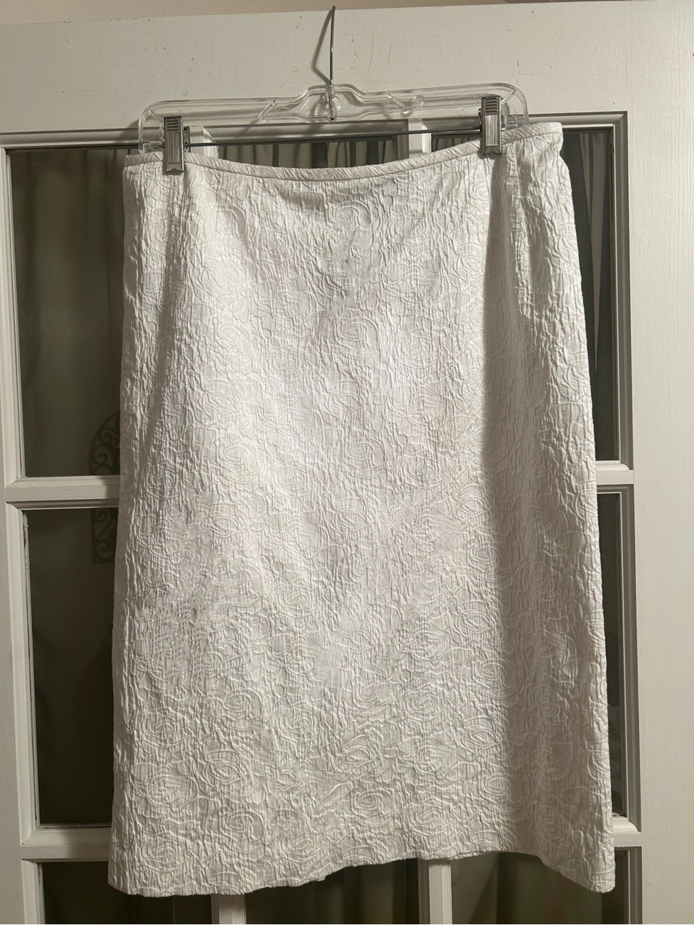 Kasper White Textured Midi Skirt